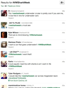 Shark Week and VW fans come together on Twitter to support the car company's Shark Week content.